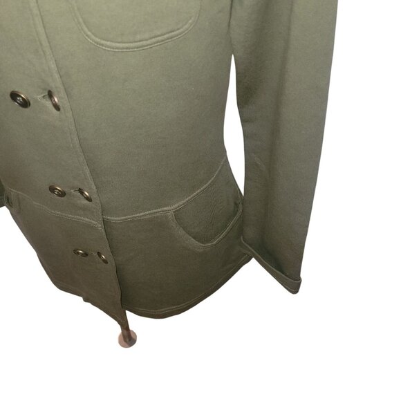 PRANA Vintage Olive Green Double-Breasted Military-Inspired Jacket Buttoned Pock - Picture 3 of 9
